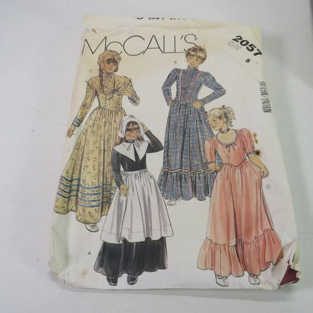 McCalls 2057 sewing pattern Hats & Dress, Prairie Dress, Pilgrim size 8